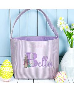 Seersucker Easter Basket Personalized Embroidered Monogrammed Easter Tote