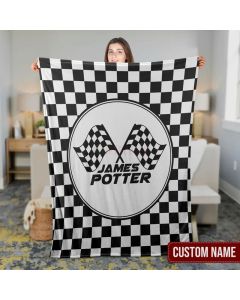 Personalized Race Flags Name Blanket, Race Flags Baby Blanket