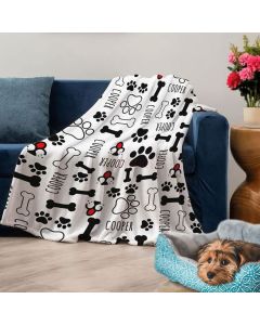 Custom Pet Blanket Dog Paw Name Blanket