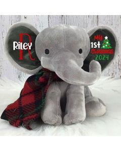 Personalized Christmas Elephant, Merry Christmas Stuffed Animal, My 1st Xmas Gift Elephant-BabyXmas 