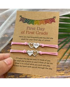 First Day of School Mommy and Me Back to School Heart Engraved Bracelets