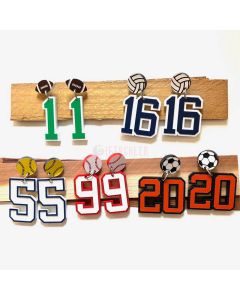 Personalized Player Number Earrings, Baseball-Soccer-Football-Basketball-LAX-Race Car-Hockey