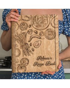 Personalized Recipe Book Blank Binder Gifts for Mom Wooden Cookbook