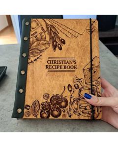 Custom Leather Bound Wooden Recipe Christmas Gift