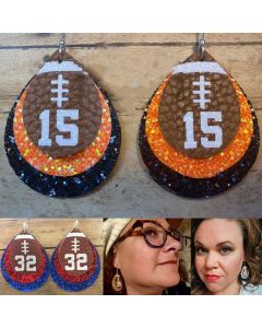 Custom Triple Layer Football Jersey Number Earrings